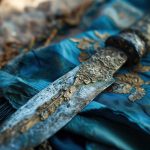 Nóż na niebieskim płótnie