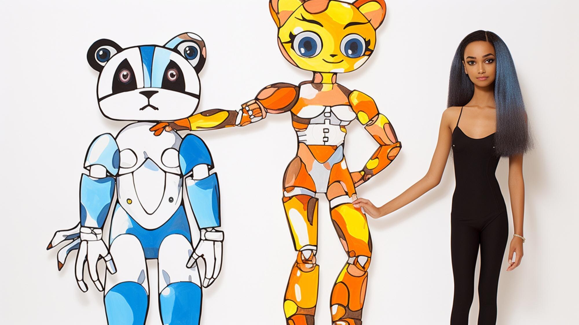 Megawoman kobieta Megaman jasnobrązowy Ai wygenerował sztukę