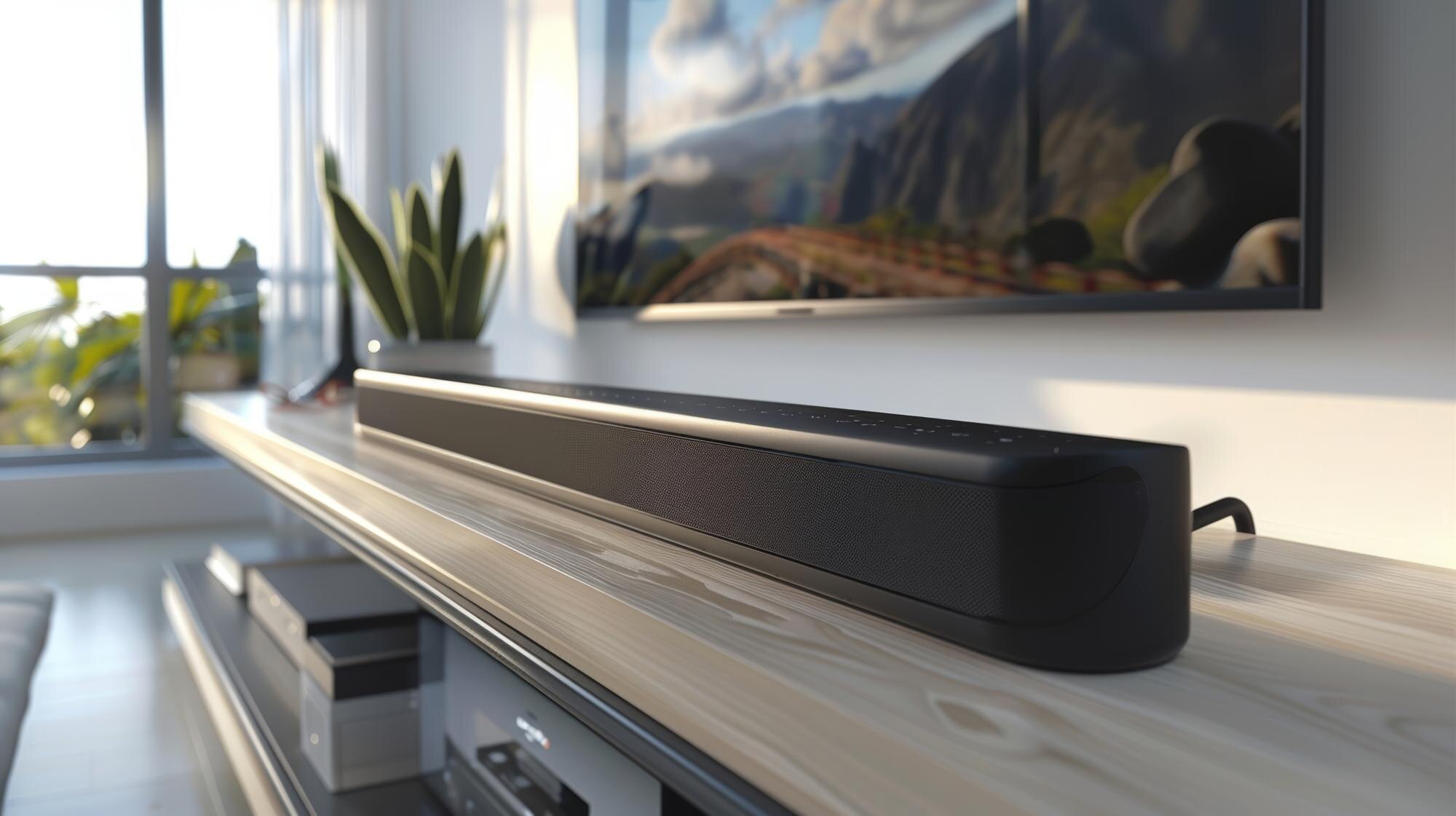 Gładki i kompaktowy soundbar oferuje potężny dźwięk i elegancką konstrukcję idealną do uzupełnienia