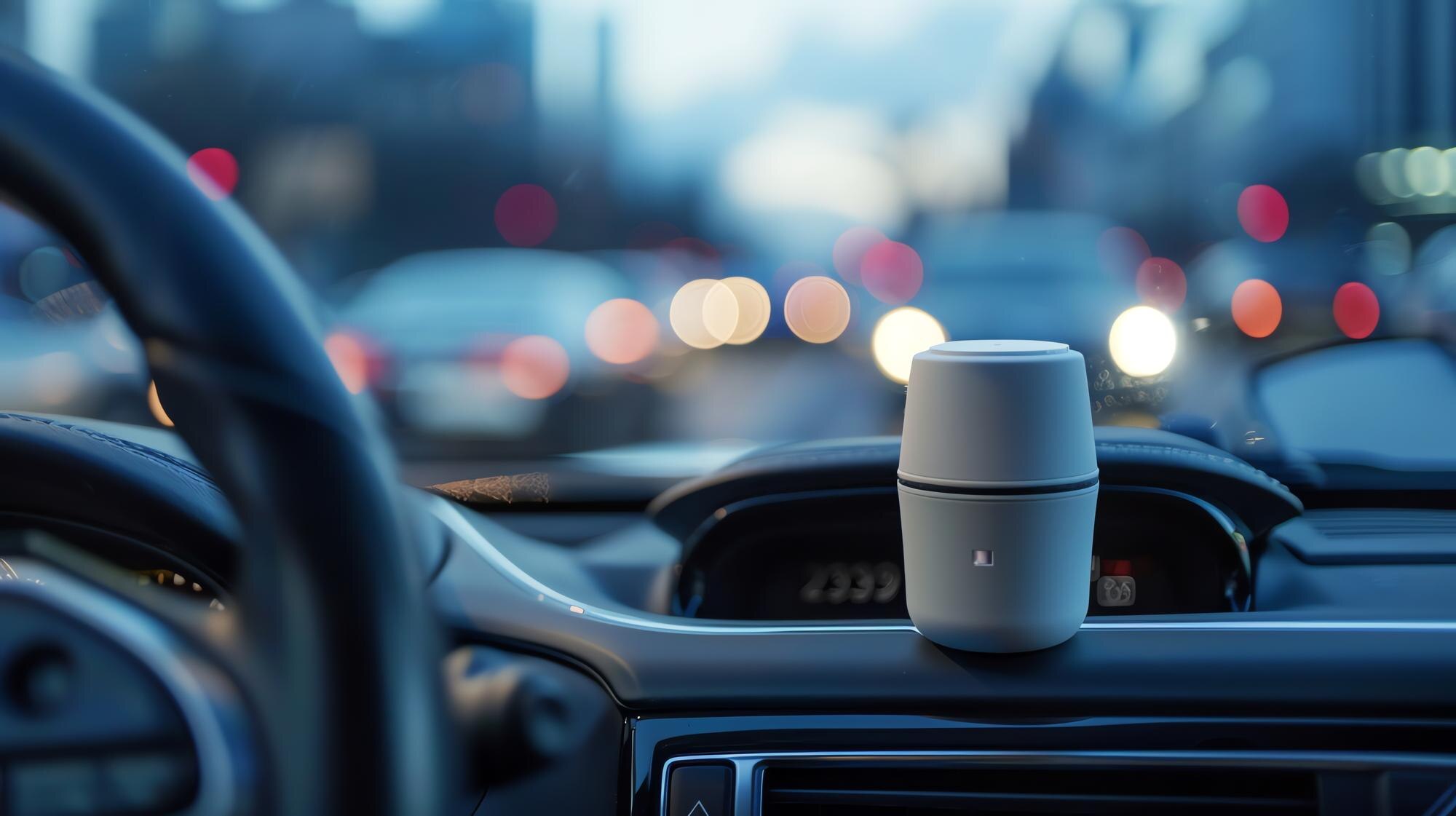 Odświeżacz powietrza samochodowy na desce rozdzielczej samochodu