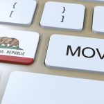 Flaga stanu Kalifornia z ilustracją 3D przycisku Move Text