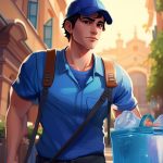 Ładny mężczyzna w Szanghaju noszący niebieską basebę