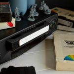 Vintage opakowanie vhs pod wysokim kątem