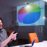 Grupa młodych biznesmenów omawiająca plan biznesowy w nowoczesnym budynku biurowym dla startupów