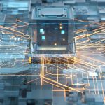 Płytka elektroniczna cyberprzestrzeni tło renderowania 3d