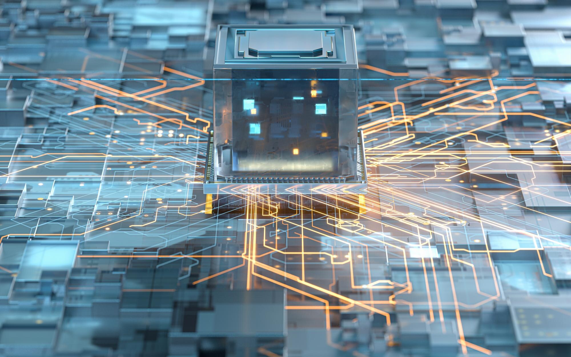 Płytka elektroniczna cyberprzestrzeni tło renderowania 3d