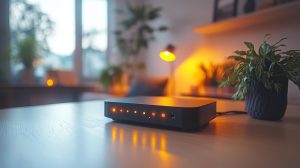 Wysokiej jakości obraz router Wi-Fi umieszczony w minimalistycznym ustawieniu