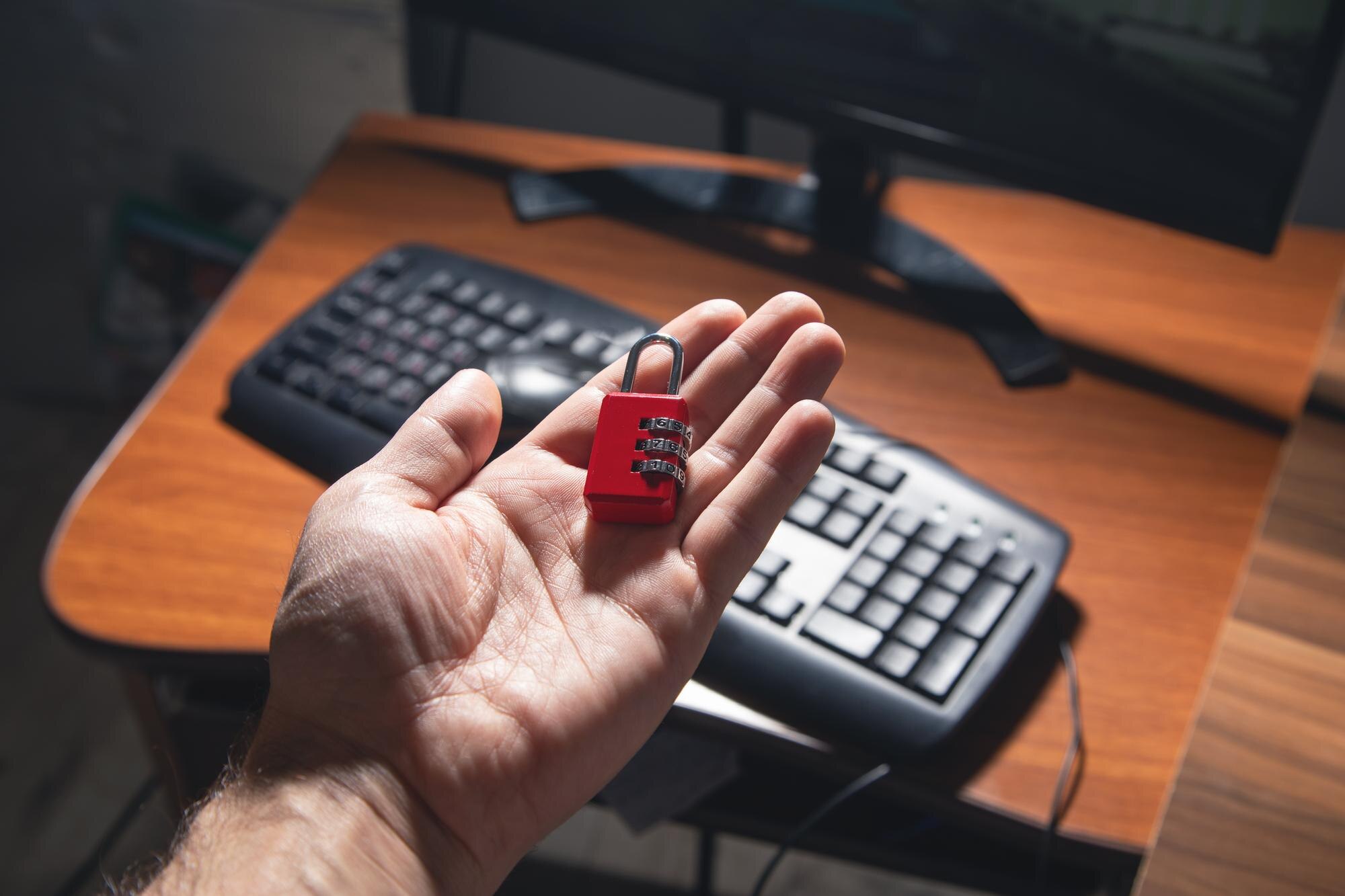 Zamek z komputerem Bezpieczeństwo cybernetyczne i ochrona danych cyfrowych