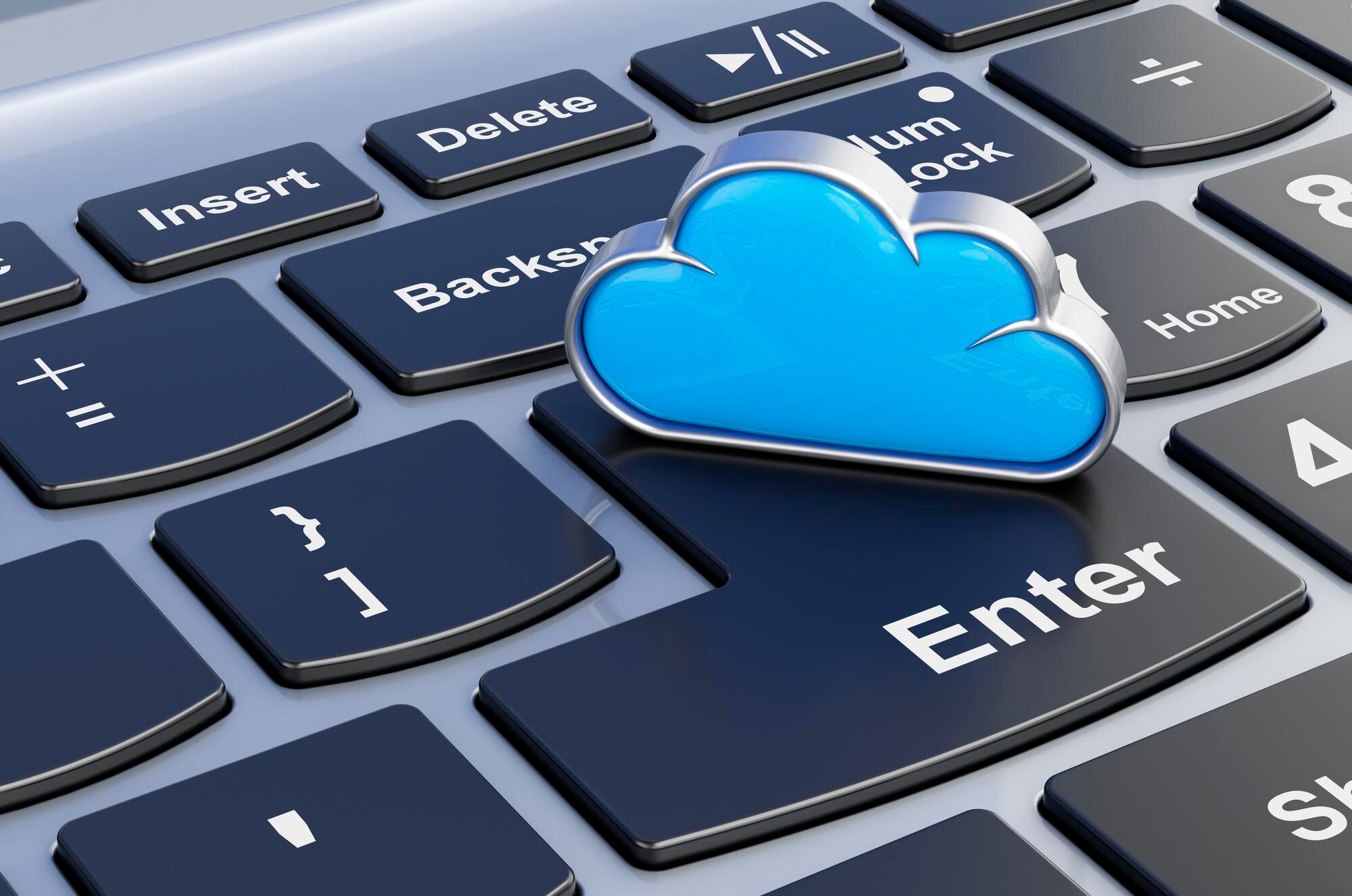 Cloud computing na klawiaturze komputera renderowanie 3D