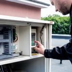 Czyszczenie wentylacji Specjalista w pracy. Napraw system wentylacji (HVAC)