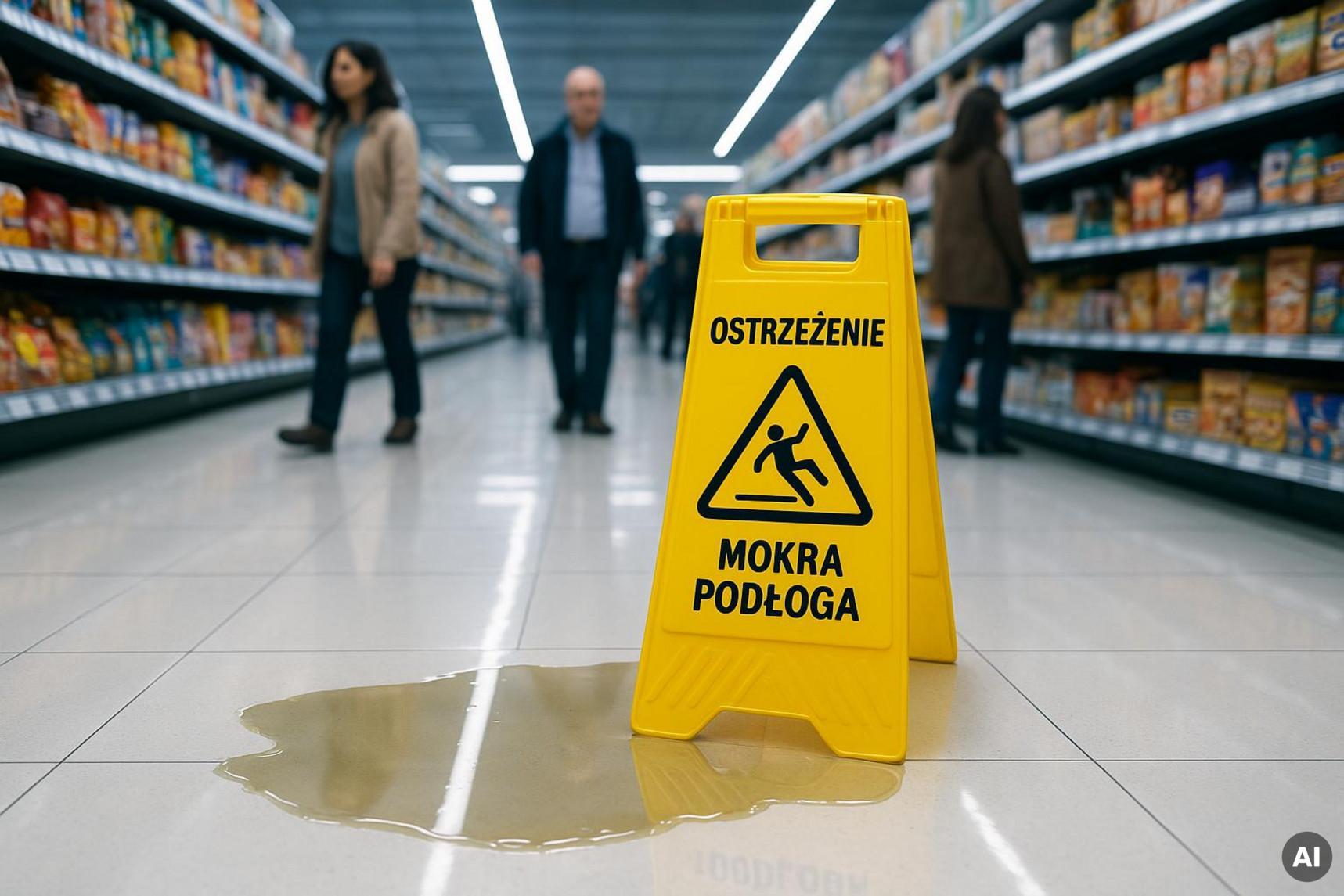 Ostrzeżenie - mokra podłoga